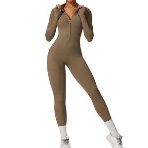 <span class=keywords><strong>Tuta</strong></span> da <span class=keywords><strong>donna</strong></span> <span class=keywords><strong>leggera</strong></span> da Yoga con cerniera anteriore a compressione morbida manica lunga sportiva elastica - Product Image 1