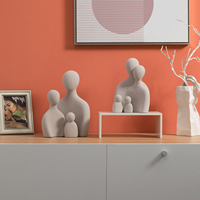 3 figurines familiales incluses, artisanat de bureau, décorations pour la maison, art abstrait en céramique, sculpture d'amour familial
