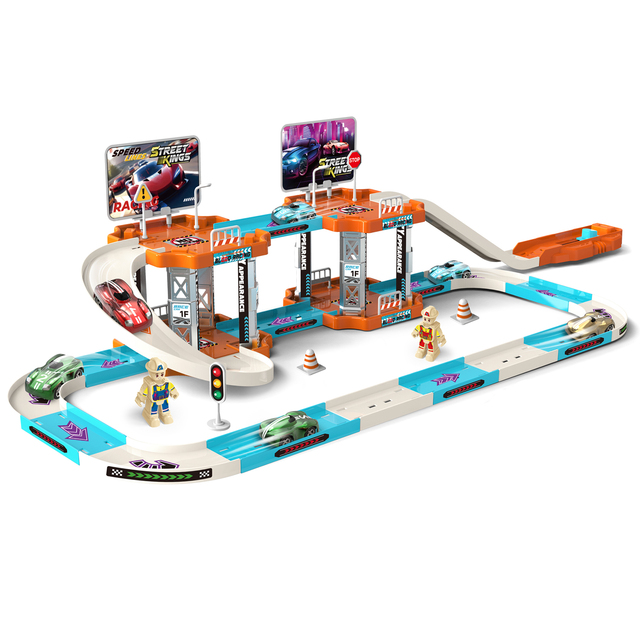 DIO TOYS 77PCS ABS Plastic Slot Toy City Garage Tracks Catapult Racer Car Parking Lot for Boys Girls Play