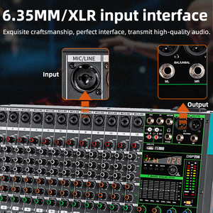 มิกเซอร์เสียง PA12 ระดับมืออาชีพ 12 ช่องสัญญาณ พร้อมเอฟเฟค DSP ในตัว 256 แบบ สำหรับดีเจ ลดราคาพิเศษ - Product Image 6