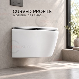 Ensemble WC mural économique en céramique sans bride avec bidet, prix bas, liquidation de stock pour salle de bain - Product Image 1