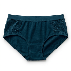 Ropa Interior Femenina de Algodón y Spandex con Ribete de Encaje Azul Marino, Transpirable, Tejido de Punto No Tejido, Ajuste Estándar, Sirius Sports Personalizado - Product Image 1