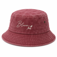 Topi Bucket Lebar Berbahan Katun Twill Vintage Dengan Bordir Daun, Lubang Logam, dan Bernapas, Grosir