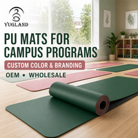 Tapis de yoga en PU lisse et durable Yugaland ESG, logo personnalisé, antidérapant, tapis naturel pour la vente en gros aux entreprises