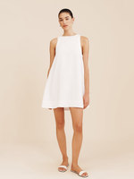 Robe Courte Vintage Sans Manches en Lin Blanc pour Femme – Décontractée, Élégante, Minimaliste, Polyvalente, Unie, Respirante, Taille Naturelle – Idéale pour l'Été