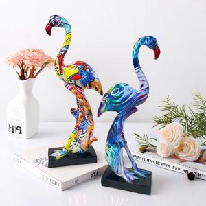 Figurine sculptée artistique en résine époxy Flamingo Graffiti, Art populaire moderne européen et américain, pour la maison, l'entrée et le bureau - Product Image 4