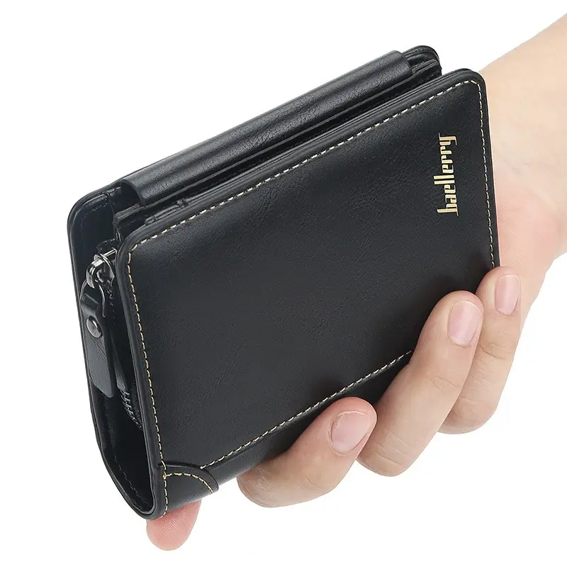 Erkekler's dikey cüzdan, gençlik fermuar cüzdan çanta toka 3 kıvrımlar moda erkekler's bozuk para cüzdanı