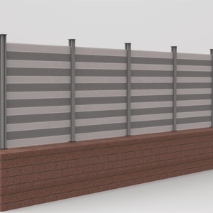 Châu âu phong cách XF-D206 WPC nhựa vườn hàng rào tấm nhiệt được xử lý gỗ composite sự riêng tư hàng rào hệ thống 3D mô hình bao gồm - Product Image 4