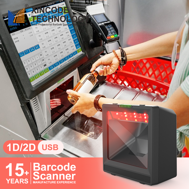 GTCODESTAR USB Embedded Barcode Scanner 2D OmniDirectional Scanners Wired Barcode Reader Desktop Platform Qr Bar Code Scanner