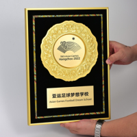 Plaque en bois haut de gamme personnalisée avec insigne métallique encastré, plaque de reconnaissance, médaille d'honneur, trophée pour cadeaux promotionnels en salon professionnel