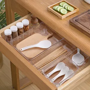 Keuken Bestek Opslag Organisatoren Verdelers Bureau Stapelbaar Doorzichtig Plastic Acryl Lade Organizer Lade