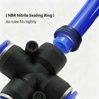 Raccord rapide pour tube pneumatique 4 voies PZA/PK bleu noir 4/6/8/10/12 mm, connecteur pour tuyau pneumatique et d'eau