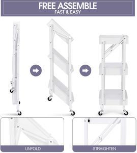 Multifunctionele Keuken 3-laags Metalen <span class=keywords><strong>Trolley</strong></span> Opvouwbare Kruidenierswinkelwagen Beweegbare Opslag Metalen Hulpprogramma Opvouwbare Rollende Hulpprogramma Karren - Product Image 2