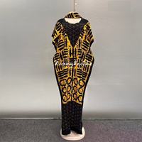 Nouvelle Robe Bubu Ethnique Grande Taille Style 2025 pour Femme, Imprimé Diamant Africain, Coton Ample Respirant Printemps/Automne/Été