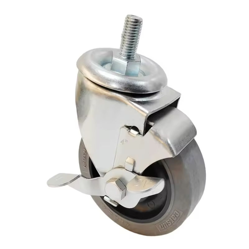 34568 Swivel Castor Wheels Stainless Steel 3 Inch Hand Trolley Conductive Caster Anti-static TPR Rubber Caster