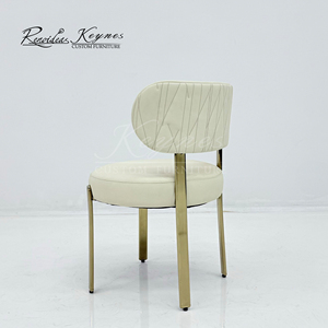 Keynes Modern Cream White PU Leather Dining <b>Chair</b> Gold Metal Frame Upholstered Leisure <b>Chair</b> for Restaurant Hotel - Product Image 4