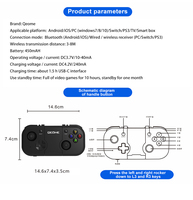 Manette de jeu multiplateforme C-STAR NS-A708 compatible PC/téléphone/mobile/téléviseur, connectivité sans fil, support pour téléphone, portée 8 m