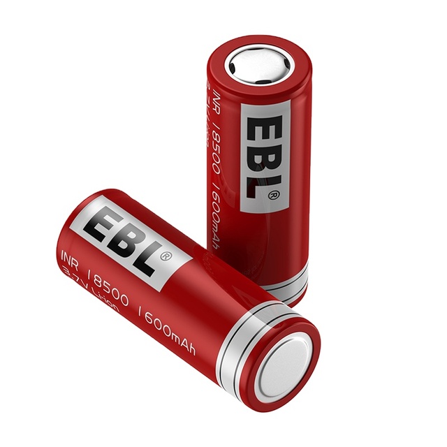 EBL 18500 1600mAh Li Ion 3.7V Batteries Lithium Ion Rechargeable Battery Pack