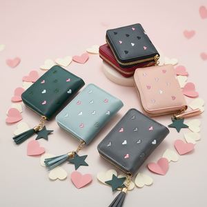 Women's Pu Leather Mini Coin Purse Zipper Closure Tassel <b>Wallet</b> Star Pendant Credit Card <b>Holder</b> - Product Image 1