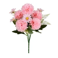 Fleur artificielle réaliste de chrysanthème à 5 tiges, taille moyenne, fausse branche ronde de chrysanthème pour décoration de toile de fond de mariage