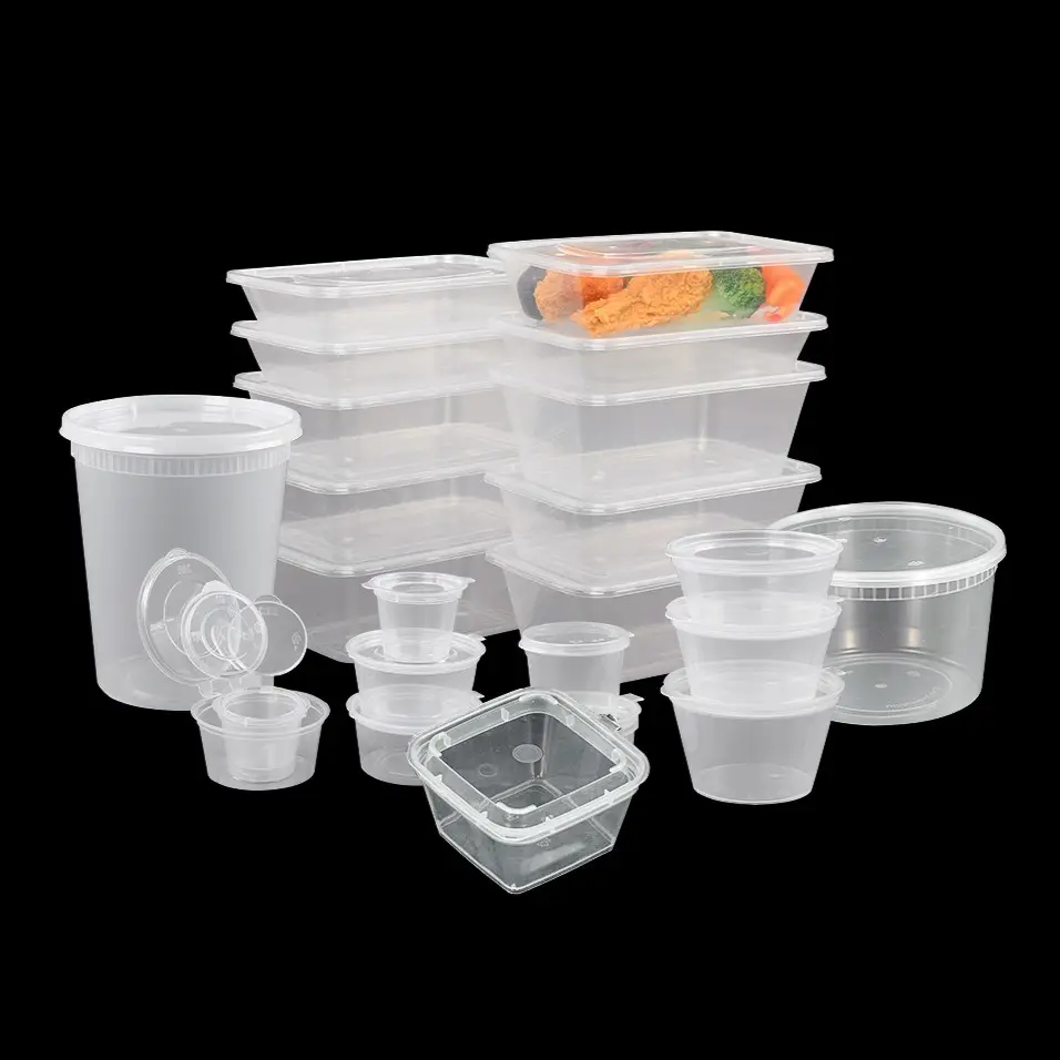 Maatwerk Plastic Magnetron Veilig Rechthoekig Wegnemen Wegwerp Voedsel Bento Lunch Box Deli Containers Met Deksels Transparant