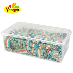 Bonbons gélifiés mous à mâcher longs et acidulés <span class=keywords><strong>en</strong></span> forme de <span class=keywords><strong>ruban</strong></span> <span class=keywords><strong>arc</strong></span>-<span class=keywords><strong>en</strong></span>-<span class=keywords><strong>ciel</strong></span> dans une boîte <span class=keywords><strong>en</strong></span> plastique - Product Image 2