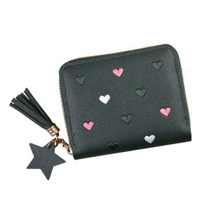 Hanfeizi Dễ Thương Tình Yêu Trái Tim Thiết Kế Phụ Nữ Ngắn Ví Tua Dây Kéo Tình Yêu Đồng Xu Ví - Product Image 4