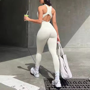 Vente en Gros Vêtements d'Été Combinaison de Sport Blanche une Pièce Sans Manches Grande Taille Bodys pour <span class=keywords><strong>Femme</strong></span> Tendance Dos Nu - Product Image 1