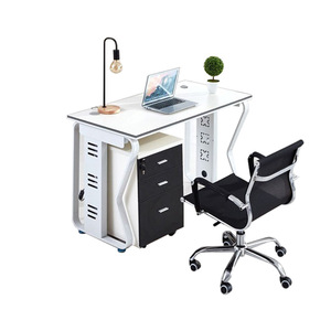 Modern Simple Four-Person <strong>Computer</strong> Desk Open Staff Desk with Screen Card Position Made of Panel Wood Factory Office Furniture - Product Image 1