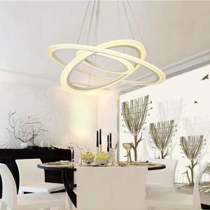 Lámpara colgante de anillo LED para sala de estar interior moderna, candelabro de anillo circular acrílico de aluminio - Product Image 5