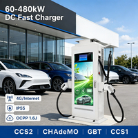 Deedian 60KW 80KW Chargeur rapide DC pour VE, station de recharge commerciale à montage au sol, CCS1 CCS2 GBT OCPP, paiement par carte RFID, publicitaire