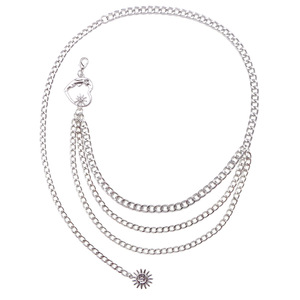 สร้อยคอเอวหลายชั้นสำหรับผู้หญิง จี้รูปหัวใจ โลหะผสมสังกะสี สไตล์ฮิปฮอป ใส่ได้ทุกวัน - Product Image 5