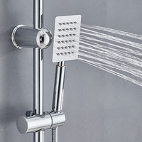 Ensemble de Douche de Pluie Mural Chromé en Acier Inoxydable Chaud et Froid pour Salle de Bain