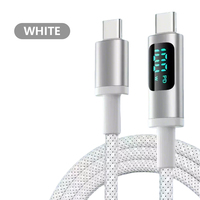 Câble USB-C vers USB-C 100W PD à charge rapide 5A, tressé en nylon, affichage LED en temps réel, OD4.0, câble de données haute vitesse, ordinateur, cuivre pur