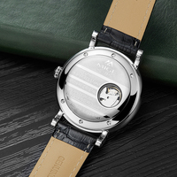 Reloj de pulsera personalizado con caja redonda de acero inoxidable 316L y correa de cuero genuino, reloj mecánico automático para hombre de negocios, 5ATM