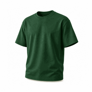 เสื้อยืดคอกลมแขนสั้นผู้ชาย สีเขียวเข้ม ผ้าคอตตอนเจอร์ซีย์ ทรงปกติ สวมใส่สบาย ระบายอากาศได้ดี น้ำหนัก 230 กรัม ผ้าถักทอ - Product Image 2