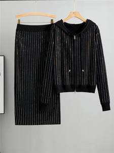 B600 kadınlar pamuk kazak seti <span class=keywords><strong>2</strong></span> veya <span class=keywords><strong>3</strong></span> parça kıyafetler kısa/uzun kollu örgü <span class=keywords><strong>2</strong></span> iki parçalı kazak elbise - Product Image 3