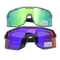 Lentille miroir verte insérée à bord optique CE avec bords laser demi-cadre charnières à pression lunettes de soleil de sport une pièce