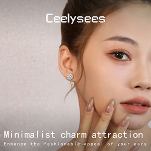 मोइससानाइट सिंगल डायमंड स्टड सिल्वर महिलाओं की ट्रेंडी गिफ्ट में आठ दिलों के आठ तीर डिजाइन हिप-हॉप स्पार्कलिंग - Product Image 4