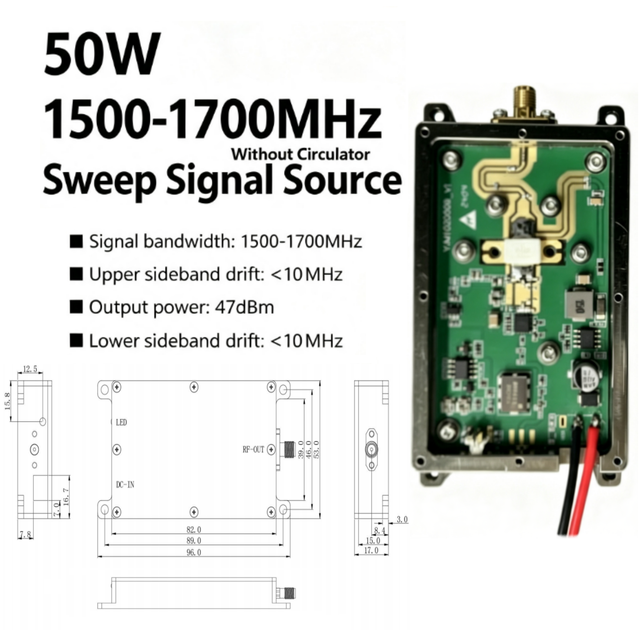 50W 1500-1700MHz 47dBm Sweep Signal Source RF Module Without Circulator 1.5GHz 1.7GHz 1600MHz 1.6GHz 50W Module for RF Wireless