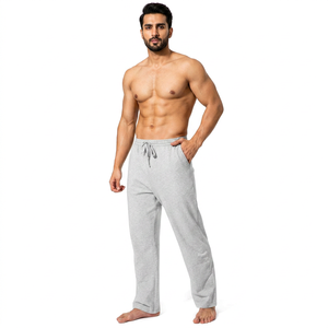 New Arrival Curved Striped Straight High Quality Cotton Polyester Breathable Grey Color <b>Trousers</b> Bottom Opened Men's Pants - Product Image 1