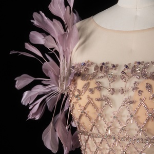 <span class=keywords><strong>Abito</strong></span> da sera Sharon Said SS379 di lusso con piume e nappe, lilla, stile Dubai, lunghezza alla caviglia, <span class=keywords><strong>midi</strong></span>, formale, per matrimoni - Product Image 3