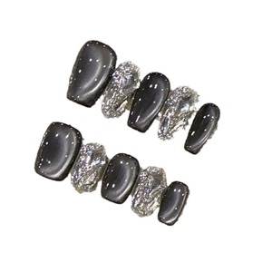 Pura armatura a mano umorismo <span class=keywords><strong>nero</strong></span> all'ingrosso prodotto finito riutilizzabile toppa Manicure rimovibile gatto - Product Image 3
