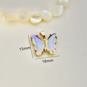 Pendentif Papillon en Cuivre Plaqué Or Incrusté de Zircons pour Fabrication de Colliers, Composant de Bijoux DIY, Été 2025 - Product Image 4