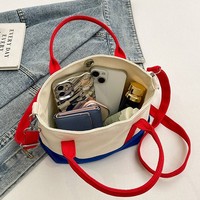 Sac fourre-tout en toile de coton épaisse personnalisé de 16 oz, sacs de shopping tendance à couleurs contrastées, sacs fourre-tout bateau en toile mignons à doubles poignées