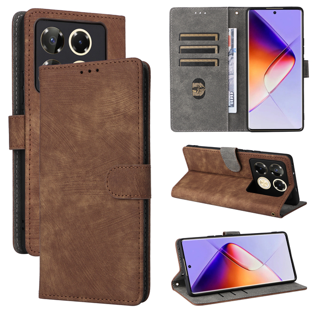 Camera Protection Leather Case Shell RFID Blocking Card Holder Wallet Leather Phone Case for Infinix Note 40 Pro 4G X6850