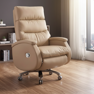 Sedia da Ufficio Direzionale di Lusso in Pelle PU Marrone, Poltrona Ergonomica Reclinabile per Supporto Lombare - Product Image 1