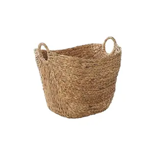 Handmade Large Woven Storage Basket With Ring Handles 20 X 18 X 19in Brown