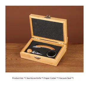 Ensemble de coffret cadeau d'ouvre-bouteille de vin écologique en bois de bambou, vente en gros - Product Image 3
