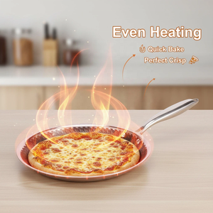 Sartén para Pizza Antiadherente de Acero Inoxidable Grabada por Ambas Caras, a Base de Agua, en Varios Tamaños, para Comidas Familiares - Product Image 1